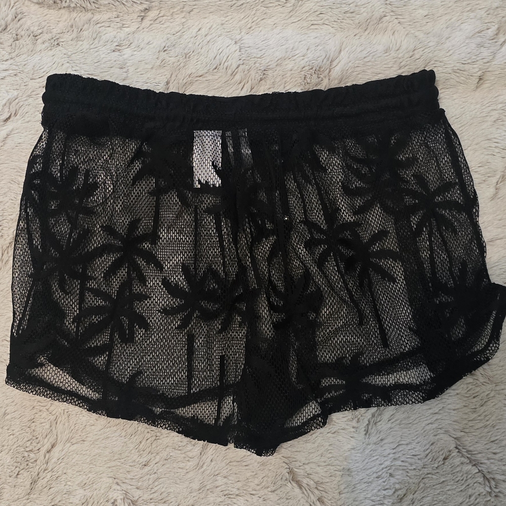 Black Sheer Palm Tree Shorts - Picture 4 of 4